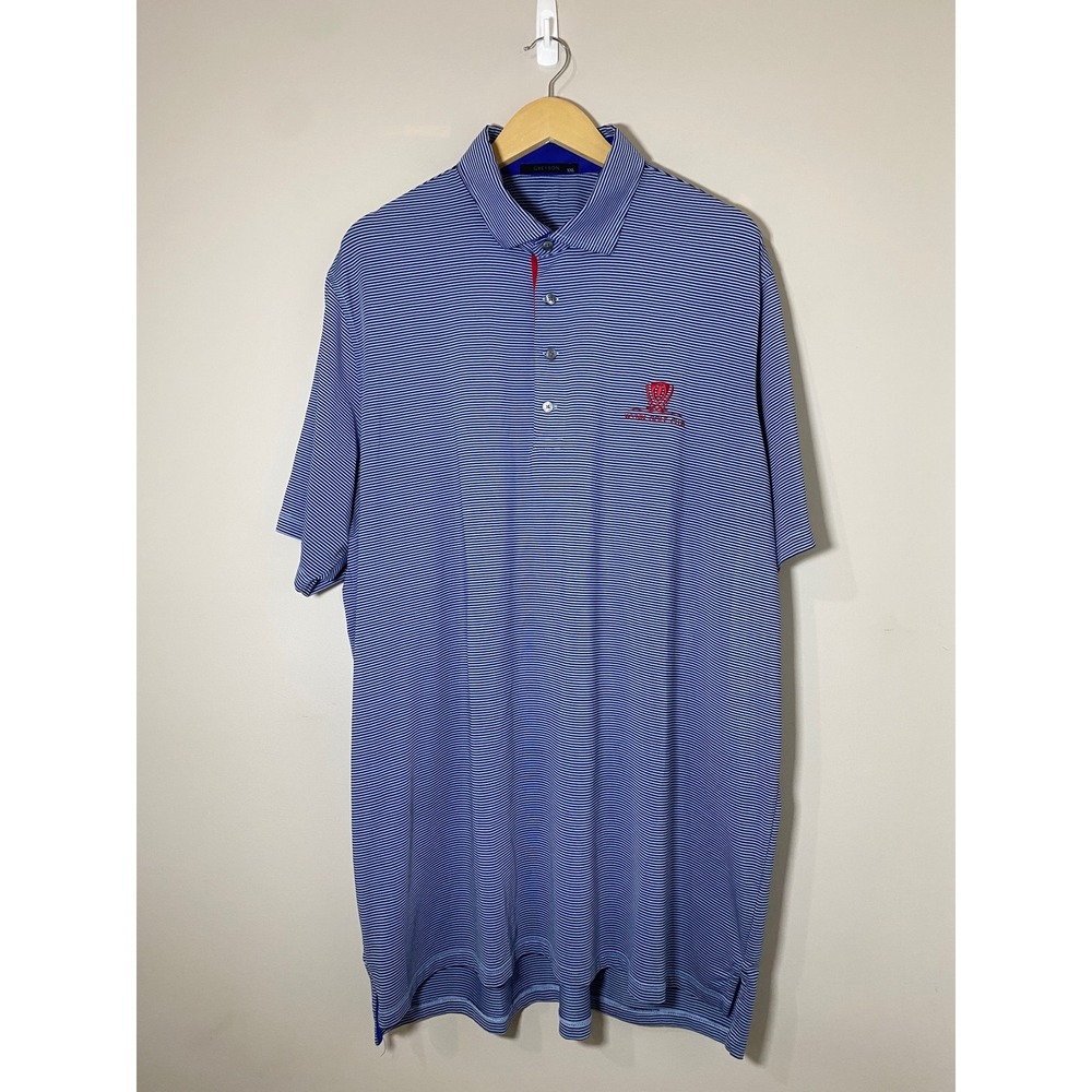 Greyson Performance Striped Polo Shirt Wynn Golf Club Mens XXL Blue Short Sleeve